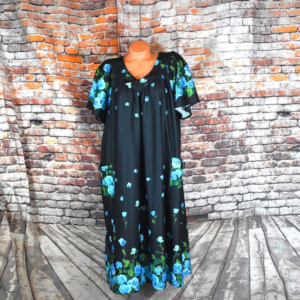 Ventura XXL Vintage House Dress Long Robe Floral Mod 60s 70s Moo Moo